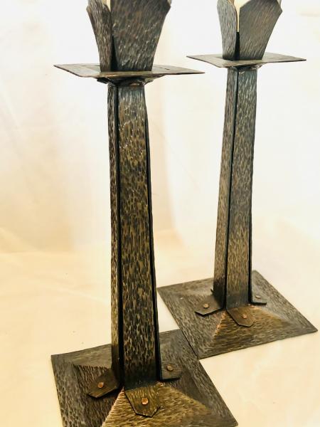 Tulip Topped Craftsman Style Candlesticks picture