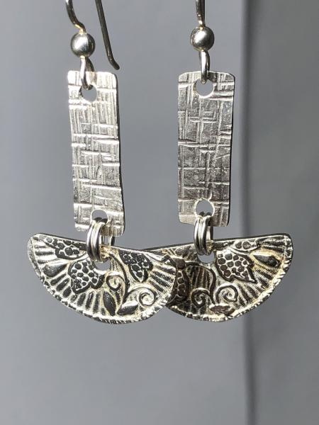 Textured 2-Part Sterling Silver Earrings