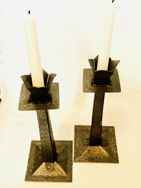 Tulip Topped Craftsman Style Candlesticks picture