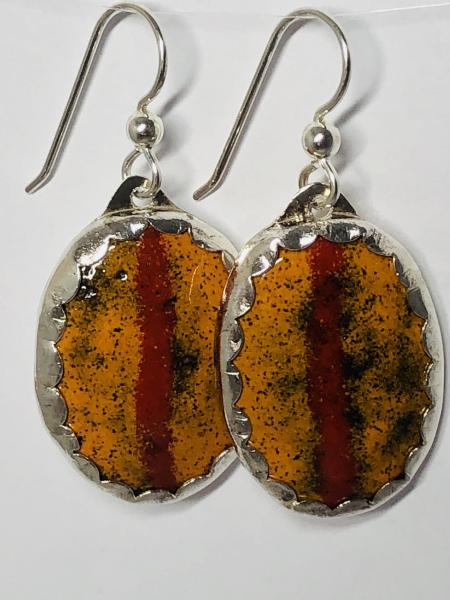 Orange with Red Stripe Earrings picture