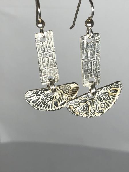 Textured 2-Part Sterling Silver Earrings picture