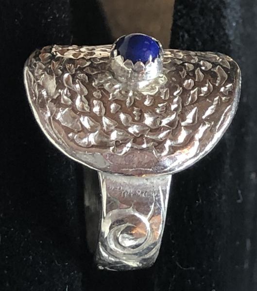 Lapis Lazuli Dimpled Silver Ring picture