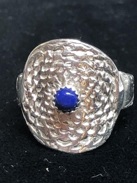 Lapis Lazuli Dimpled Silver Ring picture