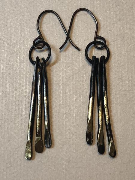 Blackened Steel & 18 kt Gold Paddle Earrings picture