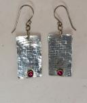 Sterling Checkered Rectangles with Rubies