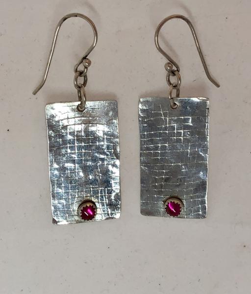 Sterling Checkered Rectangles with Rubies picture