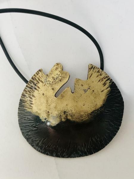 18 KT Gold & Blackened Steel Pendant picture
