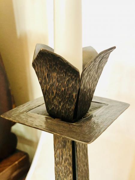 Tulip Topped Craftsman Style Candlesticks picture