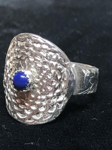 Lapis Lazuli Dimpled Silver Ring picture