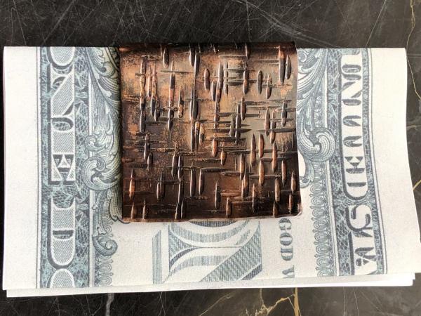 Linen Textured Copper Short Money Clip picture