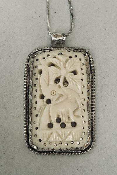 Thai Carved Bone in Sterling Necklace