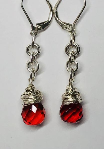 Red Swarovski Tear Drop & Sterling Silver Earrings picture