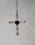 Textured Cross with Onyx Necklace