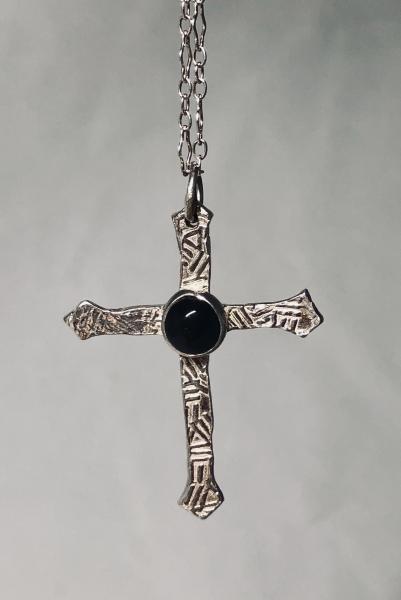 Textured Cross with Onyx Necklace picture