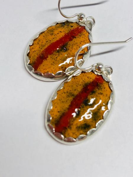 Orange with Red Stripe Earrings