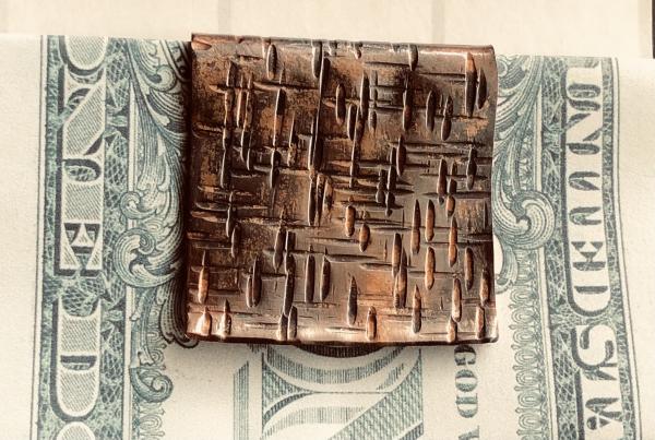 Linen Textured Copper Short Money Clip
