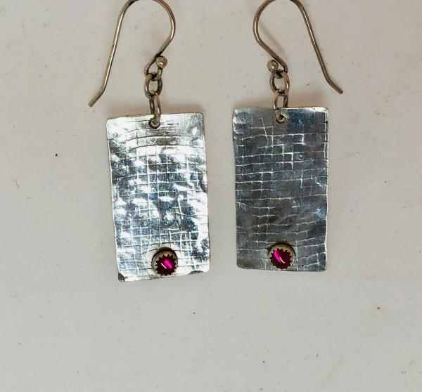 Sterling Checkered Rectangles with Rubies picture