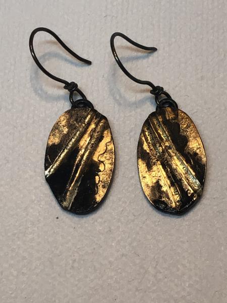 Gold and Blackened Steel Earrings