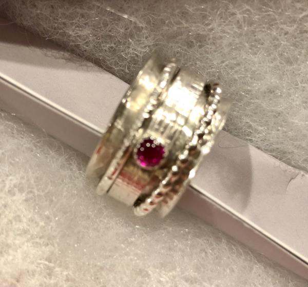 Triple Spinner Ring with Birthstone
