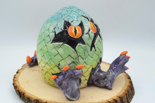 Handmade Ceramic Dragons Egg Piggy Bank picture