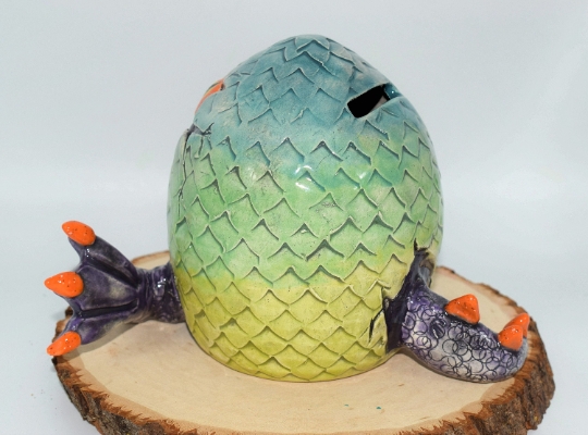 Handmade Ceramic Dragons Egg Piggy Bank picture