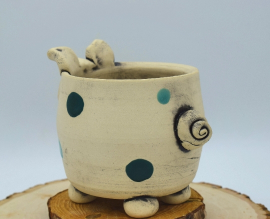 Handmade Pottery Pig Planter picture