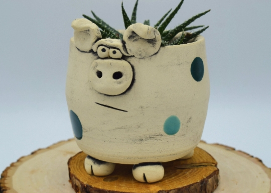 Handmade Pottery Pig Planter