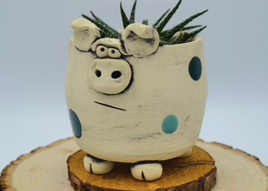 Handmade Pottery Pig Planter picture