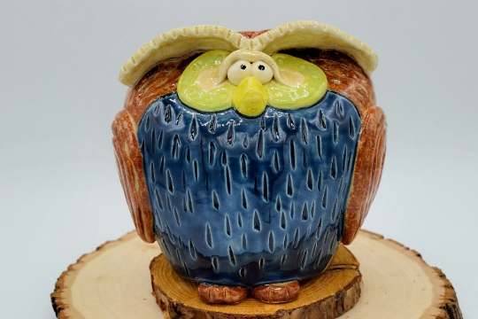 Handmade Pottery Owl Piggy Bank