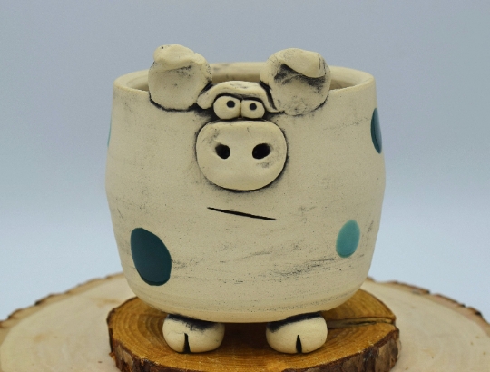 Handmade Pottery Pig Planter picture