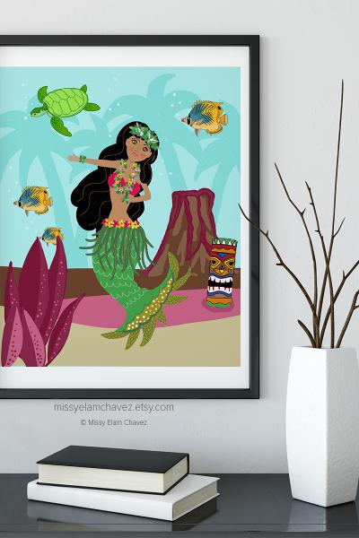 8x10" Art Print: Hawaiian Mermaid picture