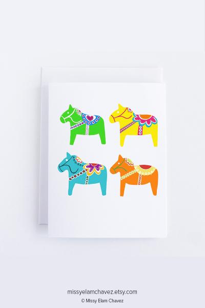 Pack of 8 All Occasion Greeting Cards: Dalia Horses picture