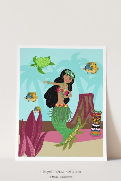 8x10" Art Print: Hawaiian Mermaid picture