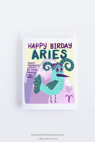 Aries Happy Birday Card - Zodiac Birthday Card picture