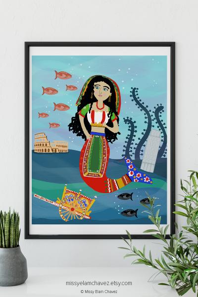 Italian Mermaid 8x10" Art Print picture