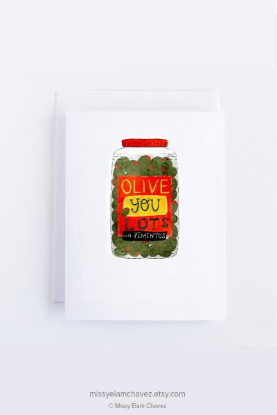 Olive You Lots (with Pimentos) Greeting Card picture