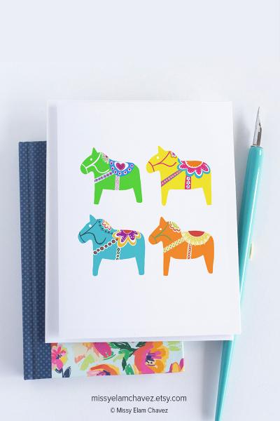 Pack of 8 All Occasion Greeting Cards: Dalia Horses picture