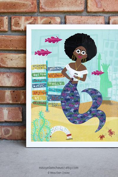 East Coast Mermaid 8x10" Art Print