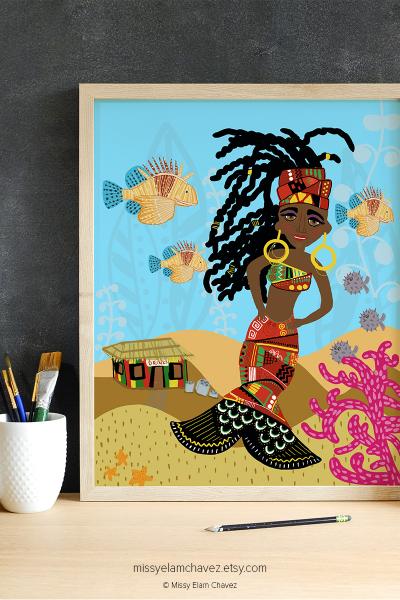 Jamaican Mermaid 8x10" Art Print