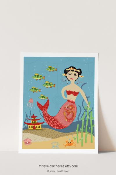 Chinese Mermaid 8x10" Art Print picture