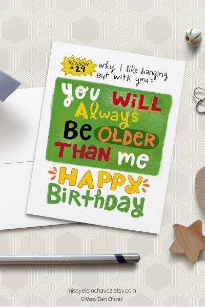 Older Than Me Birthday Card picture