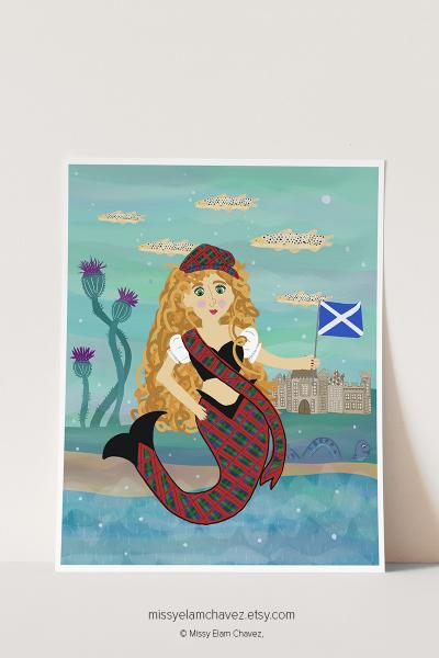 Scottish Mermaid 8x10" Art Print