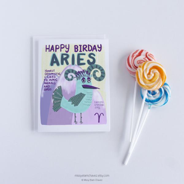 Aries Happy Birday Card - Zodiac Birthday Card picture