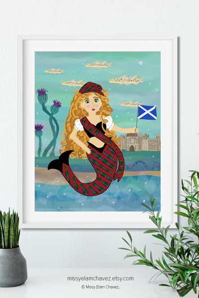 Scottish Mermaid 8x10" Art Print picture