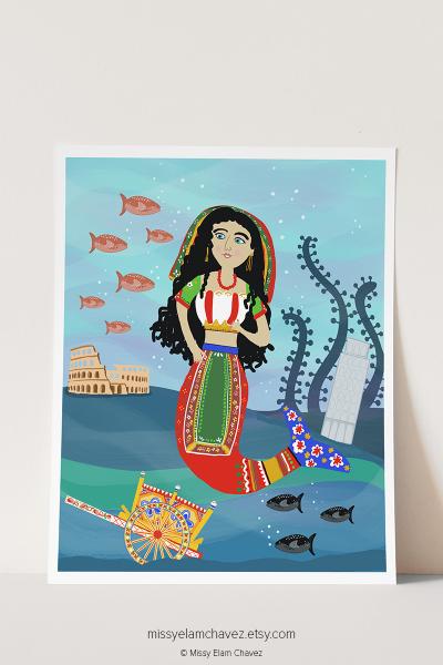 Italian Mermaid 8x10" Art Print picture