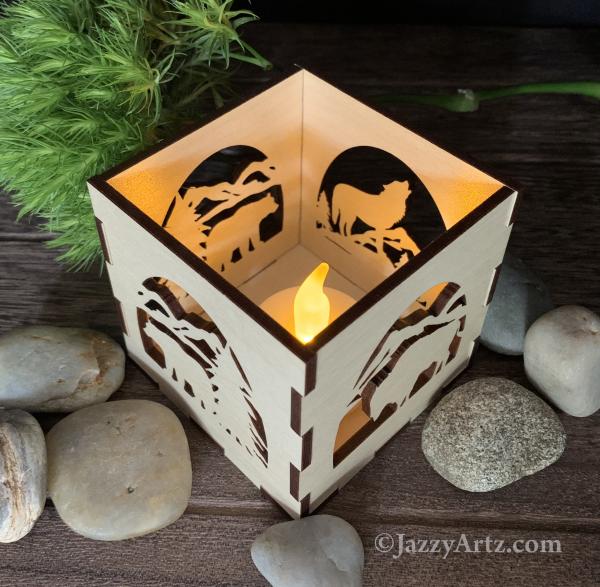 Out West Friends LED Tea Light Maple Wood Candle Holder