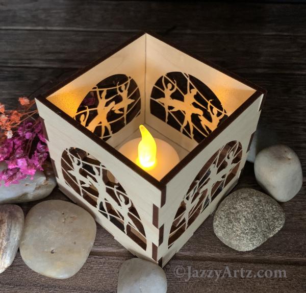 Ballerina LED Maple Wood Tea Light Candle Holder picture