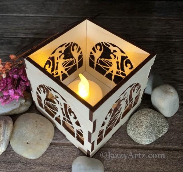 Ballet Boy LED Maple Wood Tea Light Candle Holder picture