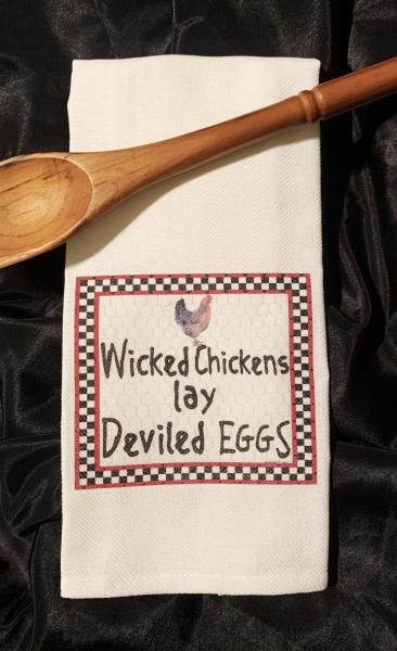 "Wicked Chickens..." Cotton Herringbone Towel picture