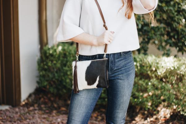 Leather Envelope with hair on hide bag picture